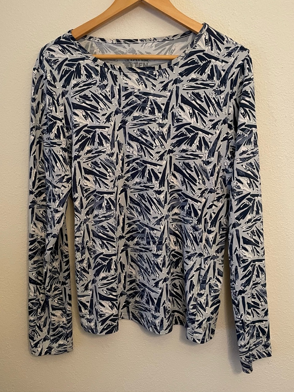 HANG TEN Long Sleeve Sun Protection  TEE Pocket Stretch Wmns XL Blue/White